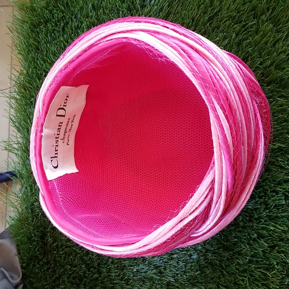 60s DIOR Christian Vtg Braided Pinks Netting Party Fashionista Collector Hat EVC - Picture 13 of 16